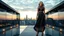 Placeholder: Here is the image of the beautiful model lady as you described. She is standing confidently on a modern rooftop stage, surrounded by the rotating cubic mirrors and crystal light frames, with the city skyline glowing in the background. Her dark silver pleated velvet skirt with lace edges and loose lace top complement her curvy silver hair and high heels, creating a striking and elegant futuristic fashion look.