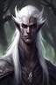 Placeholder: Male dark elf druid with white hair digital art