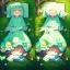 Placeholder: tiny anime girl sleeping in the distance, laying down in a field of flowers, underneath a willow tree, with a butterfly on her nose, hand detail looks human.zoom out. zoom out