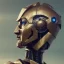 Placeholder: Robot cute profile head portrait, warrior costume, village, meditation, 8k quality