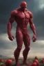 Placeholder: full body portrait, head to toe, imagine in a world made out of strawberries, a 4k UHD strawberry skinned, 1080p strawberry skinned man., at the edge of the Strawberry universe, three million years in the future, an extremely mutated and old Strawberry humanoid being, Volcanic Strawberry Super-man, with wirey, messy, spiked up, long leafy green strawberry hair, burned, scarred and ashy strawberry skin with a lost gaze, bound to the edge of time, wandering aimlessly and alone