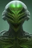 Placeholder: green alien, head, evil, red eyes, big silver teeth, weapons, blood, 8k, finely detailed, photo realistic, HR Giger style