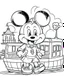 Placeholder: outline art for Mickey Mouse Steam Boat coloring page, Japanese manga style, cartoon style, cute face, white background sketch style, full body is a must, only use outline, clean line art, no shadow, bold outline