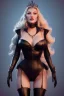 Placeholder: Veronica Lake as evil queen in black leather, busty, cleavage, curvy, angry, stern look. character design by cory loftis, fenghua zhong, ryohei hase, ismail inceoglu and ruan jia. unreal engine 5, artistic lighting, highly detailed, photorealistic, fantasy