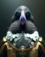 Placeholder: black feathered, rogue, mysterious Kenku male, bird, full-scale head and shoulders portrait, 8k resolution concept art portrait by Greg Rutkowski, Artgerm, WLOP, Alphonse Mucha dynamic lighting hyperdetailed intricately detailed Splash art trending on Artstation triadic colors Unreal Engine 5 volumetric lighting Splash art fantasy.