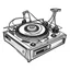 Placeholder: A simple horror type line drawing of a DJ turn table