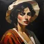 Placeholder: Painting by Francisco pons arnau vintage avant garde sultry peasant woman pov low shot editorial wild chiaroscuro