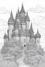 Placeholder: black and white vector drawing for coloring. the Royal Castle. Clear lines, contour lines.