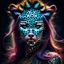 Placeholder: candy leopard, portrayed with the intricate facial features and extremely detailed pupils characteristic of Stefan Gesell's style, blended with the elongated forms and dramatic chiaroscuro reminiscent of El Greco, conveyed through a light painting technique with push processing, incorporating holographic elements for a dreamy, vibrant effect, soft skin texture, clarity achieved, supporting a perfect composition, cinematic atmosphere, delicate detail