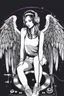 Placeholder: Angels wings pretty girl with headphones playing music on a turntable, dj rave party disco club