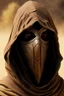 Placeholder: wizard mask light brown hood desert armor smoke knight scimitar