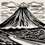 Placeholder: pictogramme noir et blanc de volcan avec route