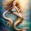 Placeholder: watercolor fantasy open sea waves mermaid curls pearls sky pearls gold glitter liquify