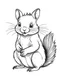 Placeholder: simple outline of vector a cute smiling squirrel, white background, no background, illustration, monochrome