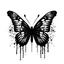 Placeholder: A black butterfly dripping blood with a white background