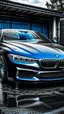 Placeholder: A new model bmw is having washing service, water and foam allover, vintage, dark, outdoor