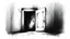 Placeholder: sketch of a scary dark wall with locked door white background