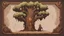 Placeholder: the button to exit back in the game about the Middle Ages in light brown tones of the pixelart tree