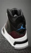 Placeholder: Jordan 3 black sneaker. Inside red fires.