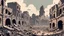 Placeholder: Digital painting, Bombed, Old city destroyed by war, a ruined city, Vector, History, World War I,1900 AD, flat color, Vector, Illustration,