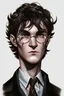 Placeholder: draw a full sorcerer's body, look like harry potter. he is tall, slim and strong. he has short and curly dark hair. he wears round glasses. he has a a medium mouth and a large scar on the face.