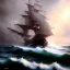 Placeholder: frank frazetta style, pirate ship, ocean, storm, night, sea monster