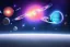 Placeholder: cosmos, planets, ufo blue metallic, sky stars, sky blue pink, light