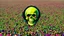 Placeholder: mars attacks a field of 1000s of cartoonish, anatomically correct, skulls, vivid RANDOM BRIGHT neon colors, dark comedy, well lit, high detail, photorealistic, horrorcore, fun, scary, none featured, each a different color or hue,