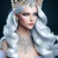 Placeholder: Ice Princess with white hair, a crown with precious stones, bright background