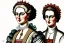 Placeholder: Two Austrian historical ladies, ink and pencil, style Elisabeth Kreitz