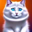 Placeholder: white cat with space orbs