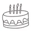 Placeholder: birthday cake, line drawing