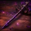 Placeholder: Closeup of an old, dark, wooden magical wand used for black magic. Bright violet details. Evil. Dark. Black magic. No detailed background.Magical. Epic. Dramatic, highly detailed, digital painting, masterpiece