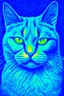 Placeholder: Porträt einer bösen Katze von Van Gogh blau grob,pastel theme