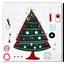 Placeholder: Christmas card in a graphic style, Christmas tree made of sewing accessories, threads, bobbins, buttons