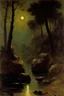 Placeholder: Night, trees, rocks, mountains, ernest welvaert and alfred stevens impressionism paintings