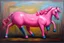 Placeholder: Big pink plastic toy horse.19th painting