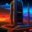 Placeholder: cyberpunk retro futuristic for comics really tall from far away