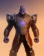 Placeholder: A brave robo thanos warrior with leather and metal combat clothes robotic metal with Chafee robo fighter