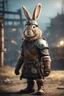 Placeholder: portrait of fast historic viking rabbit with hornet viking helmet & boots in fallout 4 setting, bokeh, downlight, prize winning, depth of field, in the style of ivo caprino