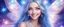Placeholder: in the middle of the image there is a little beautiful bright fairy cosmic women with cosmic long straight hair, crystal jewel and dressed with a magic crystal suit. she has light make up and a sweety smile. she has a magic bright ray over the head