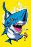 Placeholder: catfish with shark head smoking a ciggarrette in the style of warhol