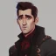 Placeholder: Portrait of a 30 year old warlock like Colin Farrell, Sherlock Holmes and Mary Poppins