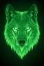 Placeholder: A transparent, hollow, glowing, wolf , cinematic photo , 8k, high resolution for a big head in dark green