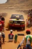 Placeholder: fiat 131 rally car Ethiopian with dreadlock man inside