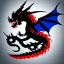 Placeholder: Dragon noir aux yeux rouges, dragon blanc aux yeux bleus