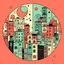 Placeholder: circles and squares living in a city, cartoonish