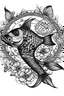 Placeholder: mandala Koi Carp: black and white with white background.