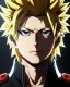 Placeholder: Detailed anime portrait of bakugo from my hero academia, gold hair and golden eyes, black suit, intricate details, full body portrait, keep head in frame, slight smile, black Japanese motif, concept art, highly detailed, digital painting, concept art, sharp focus, illustration, art by Yoji Shinkawa, WLOP and greg rutkowski and alphonse mucha and artgerm and yanjun Chen and Junji ito and Makoto Shinkai, HDR, octane render