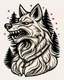 Placeholder: Vintage cartoon wolf. Whistling drawing, stylized , trAditional americana old school tattoo designed